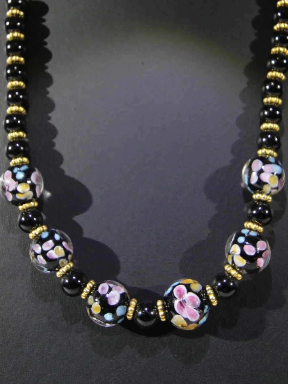 Murano Venetian Jewelry Set Necklace and Earrings Art Glass Bead Jewelry